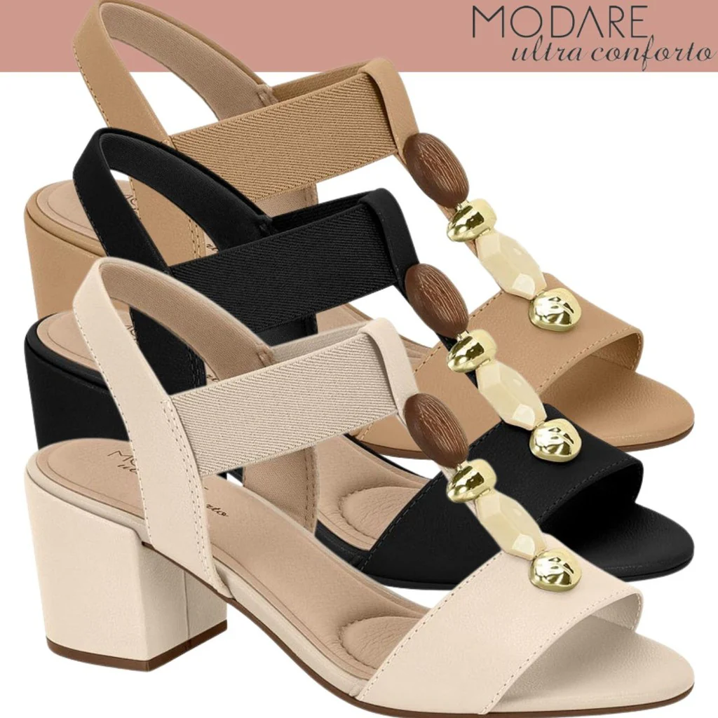 Sandália Feminina Modare Salto Médio Grosso Pedraria - Elegância e Conforto - Image 11