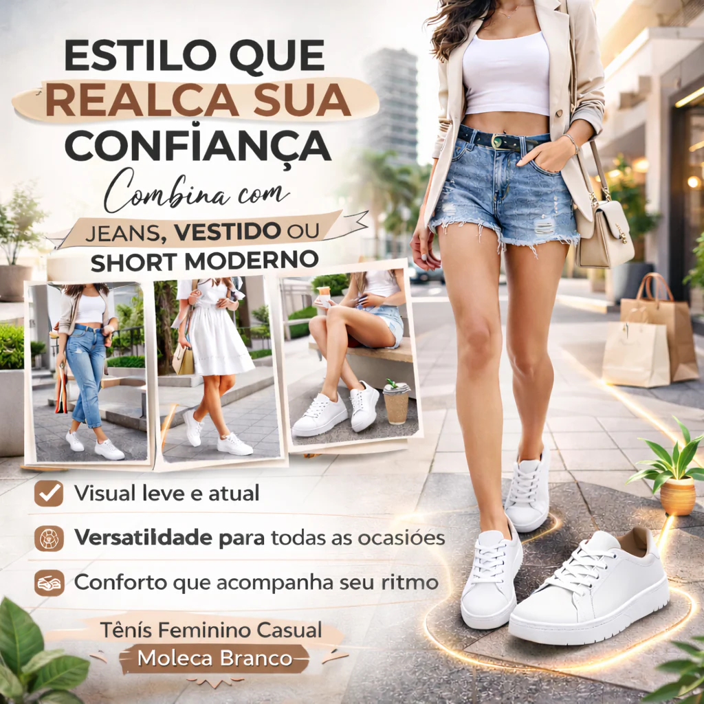 Tênis Feminino Casual Branco - Moleca - Image 15