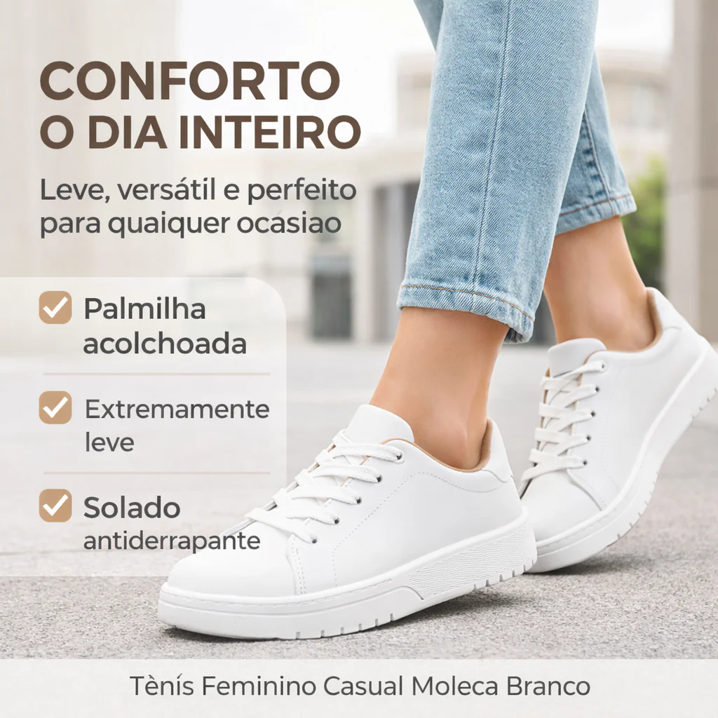 Tênis Feminino Casual Branco - Moleca - Image 4