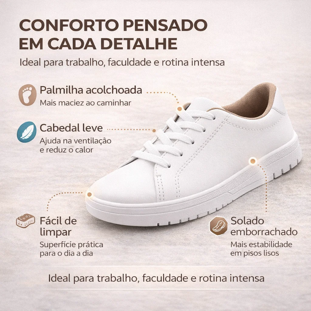 Tênis Feminino Casual Branco - Moleca - Image 6