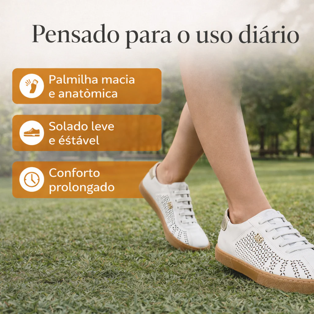 Tênis Feminino em Couro Branco Comfort Bottero - Image 3