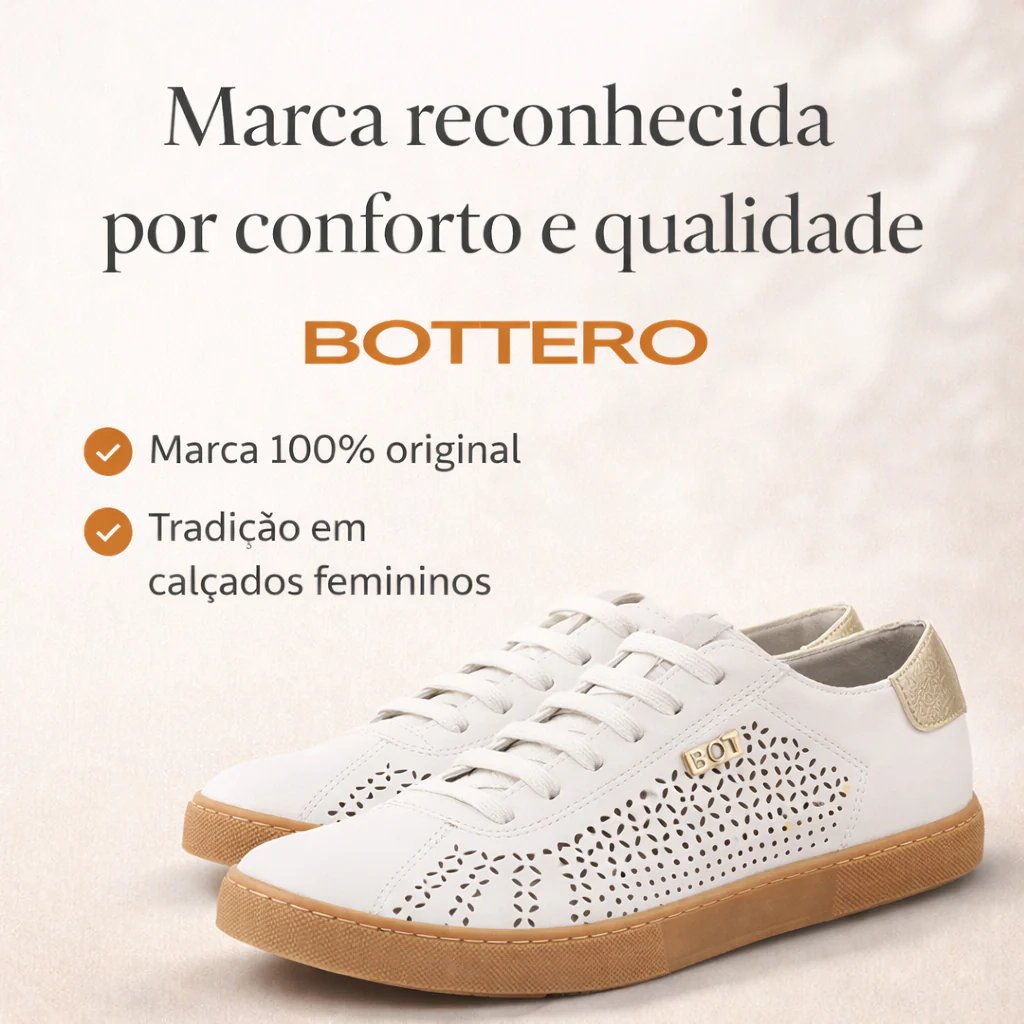 Tênis Feminino em Couro Branco Comfort Bottero - Image 4