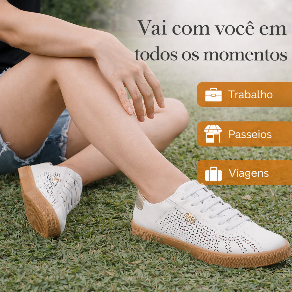 Tênis Feminino em Couro Branco Comfort Bottero - Image 5